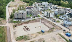 Grüne Höfe 2 Baustelle in Trier von Zenz Massivhaus aus der Luft fotografiert 